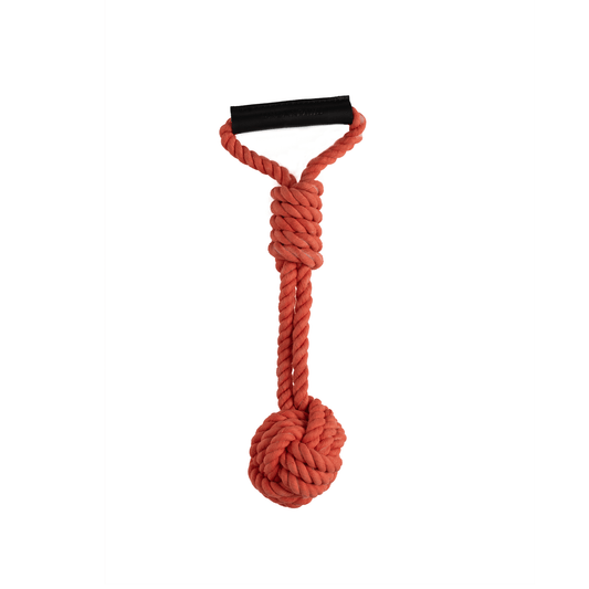 Ball And Handle Rope Toy - Coral - Dog Toys - Urbanpaws