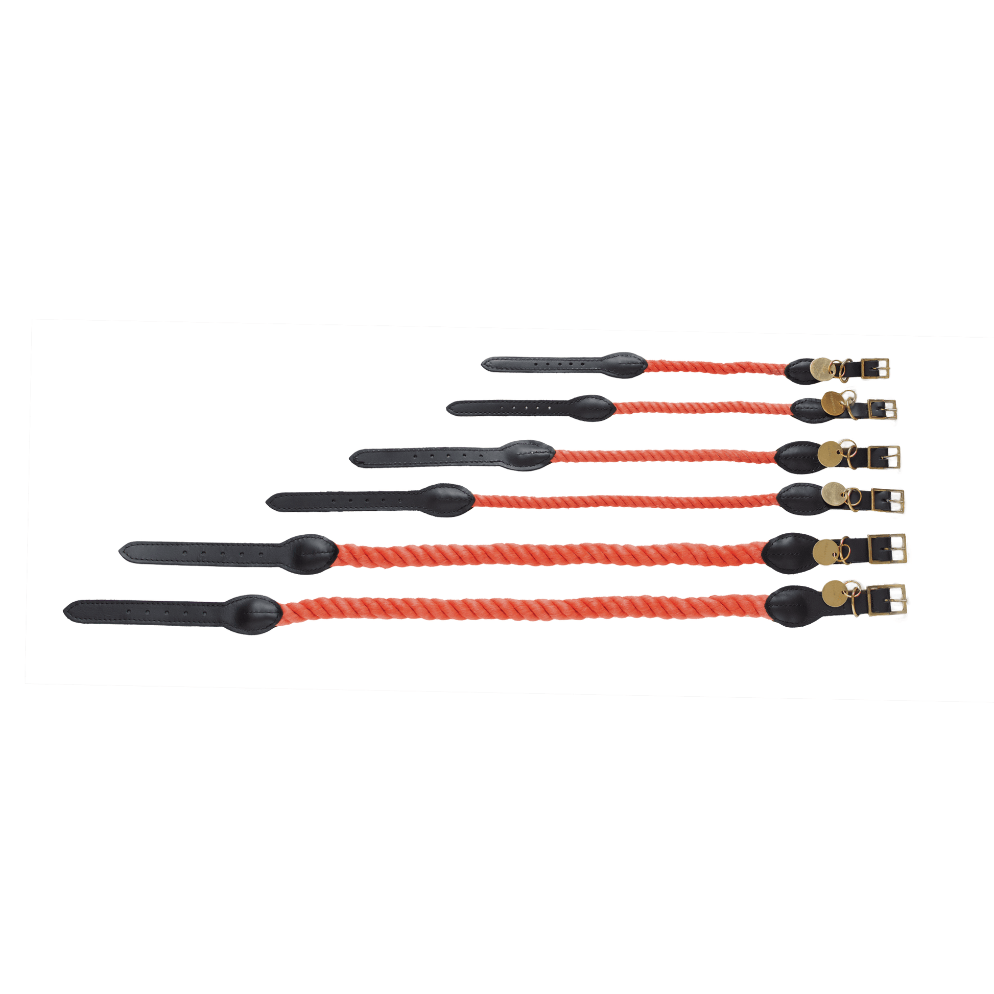 Leather And Rope Collar Coral - Dog Collar - Urbanpaws