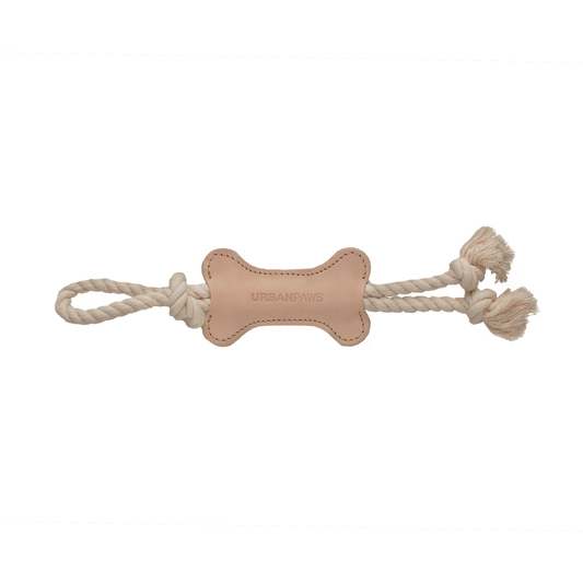Leather Bone And Rope Toy - Dog Toys - Urbanpaws